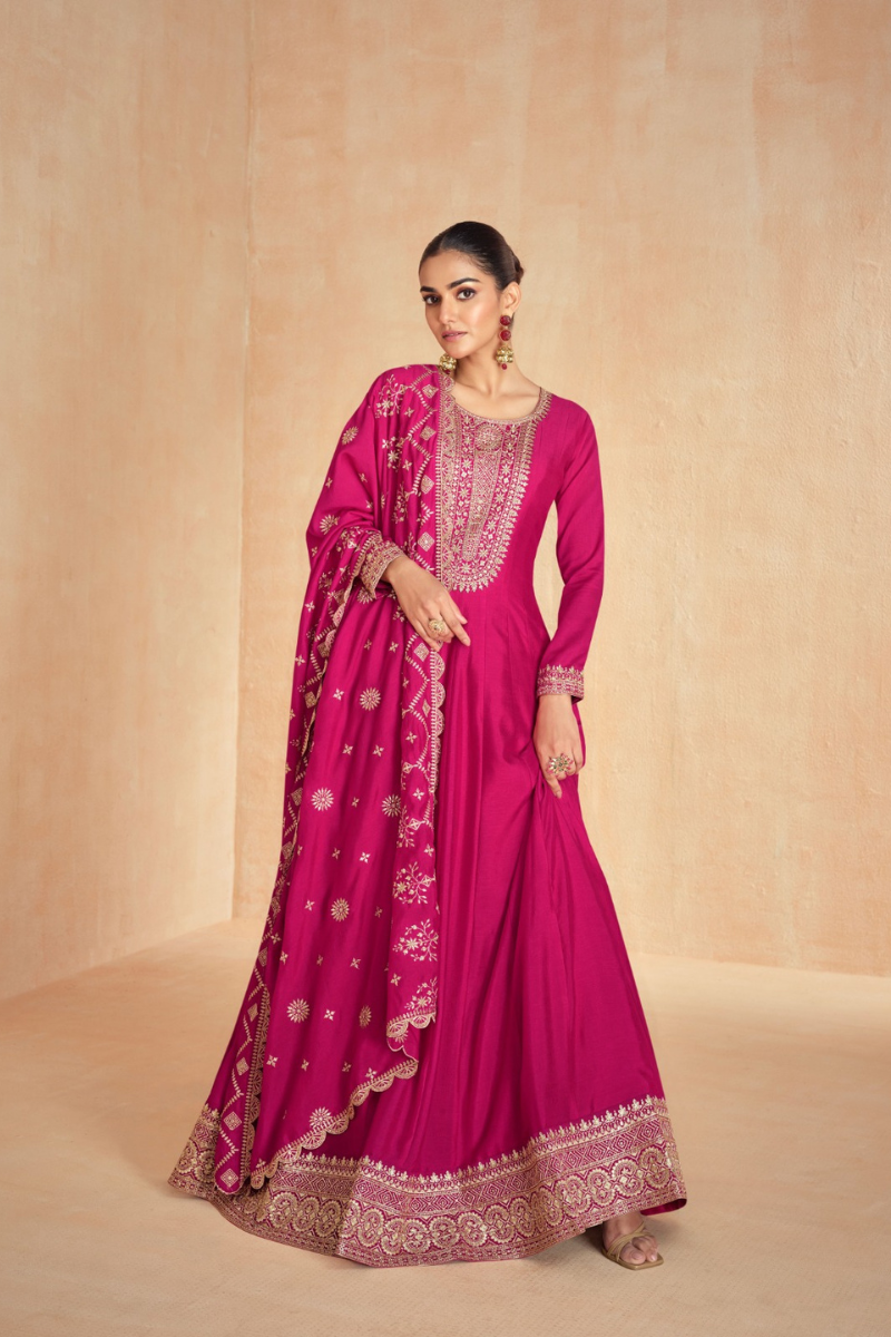 Embroidered Readymade Silk Abaya Style Suit Set