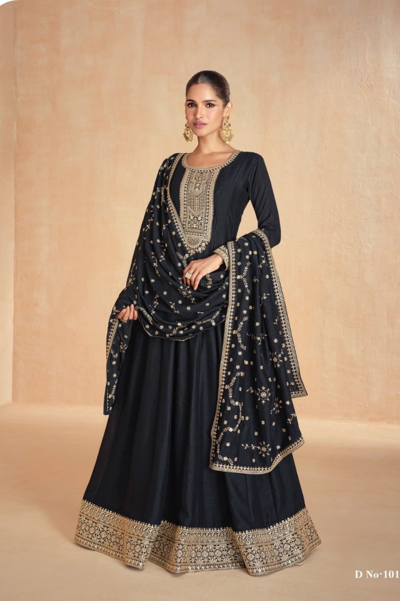 Embroidered Readymade Silk Abaya Style Suit Set