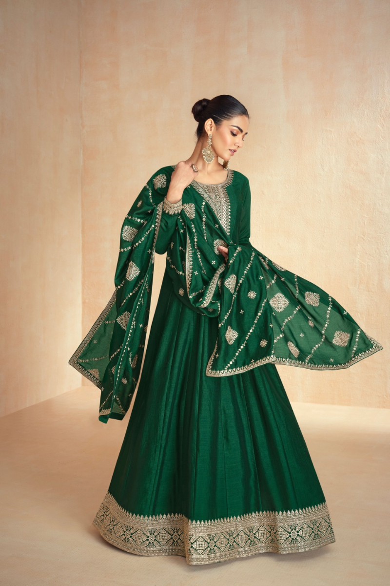 Embroidered Readymade Silk Abaya Style Suit Set