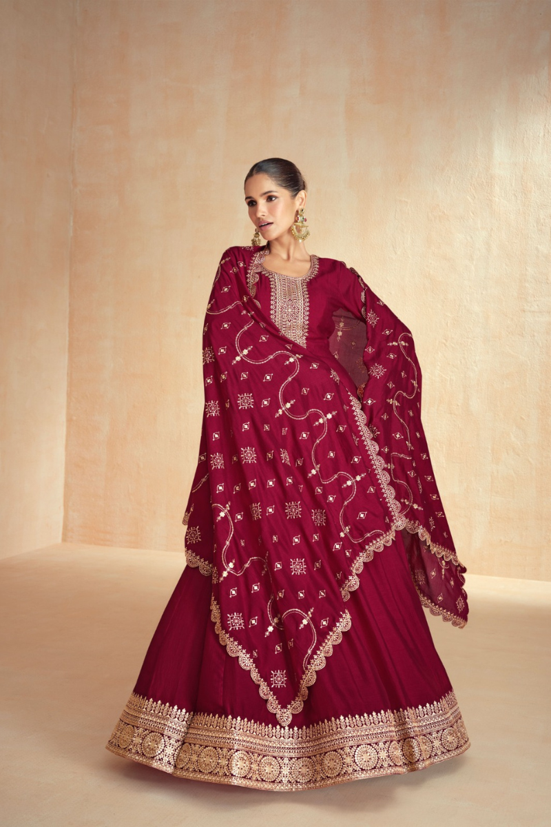 Embroidered Readymade Silk Abaya Style Suit Set