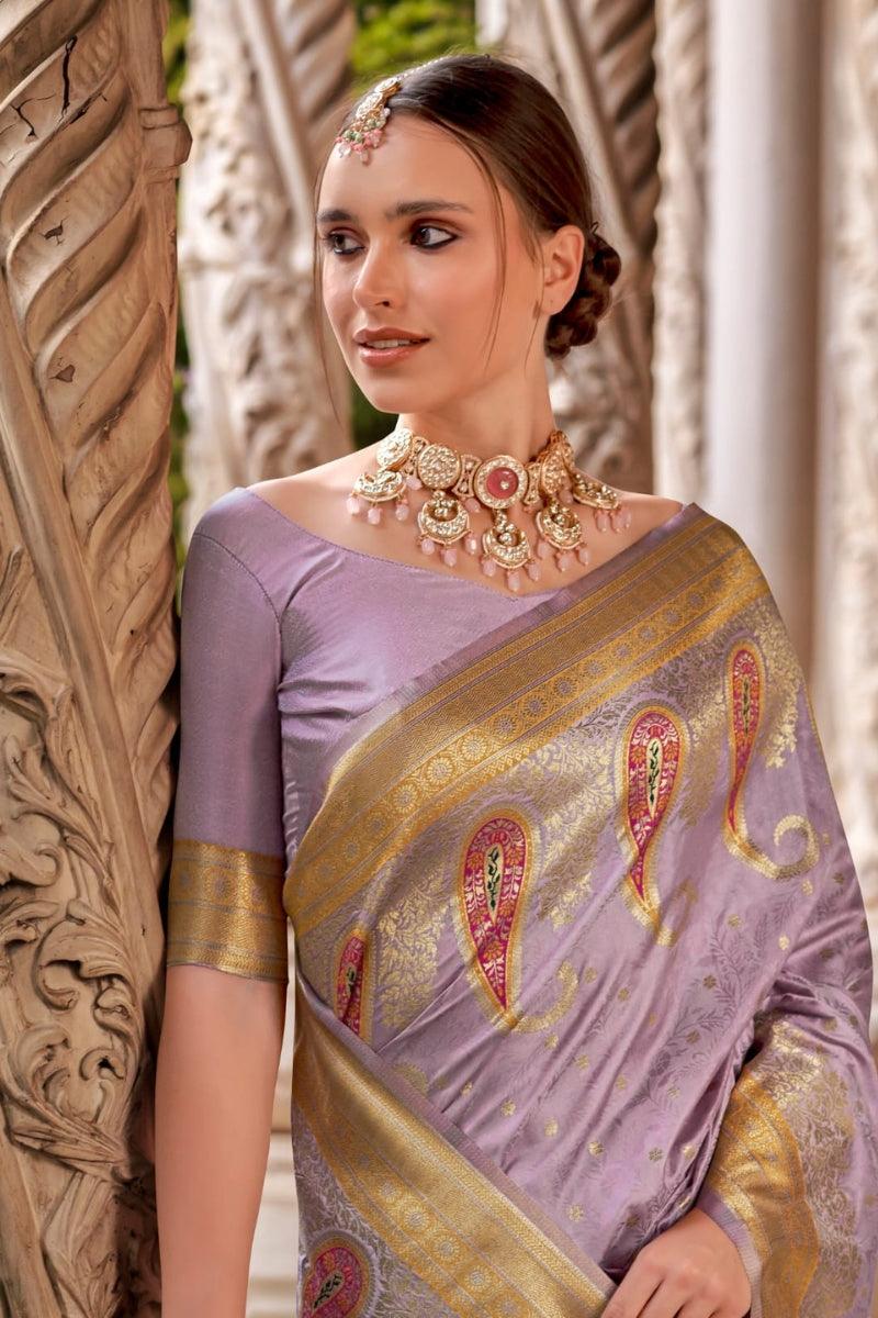 Woven Banarasi Silk Blend Saree - Noirella Designs