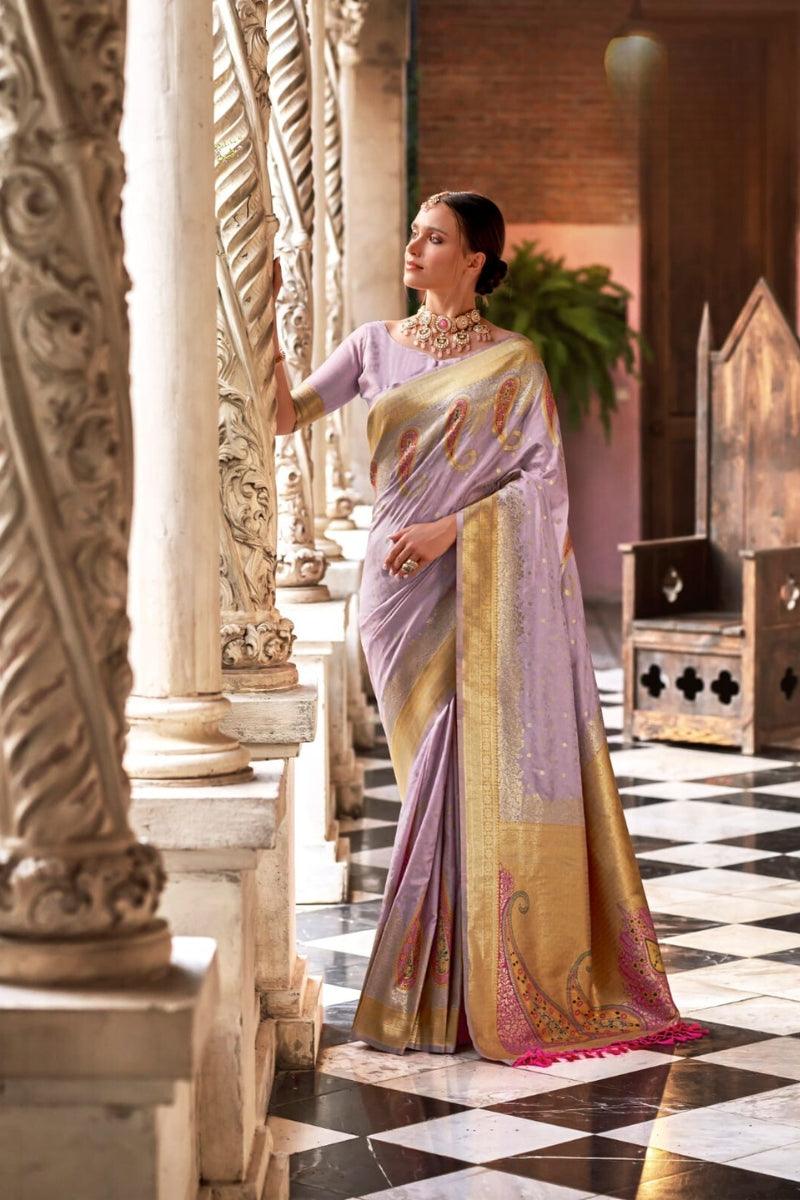 Woven Banarasi Silk Blend Saree - Noirella Designs