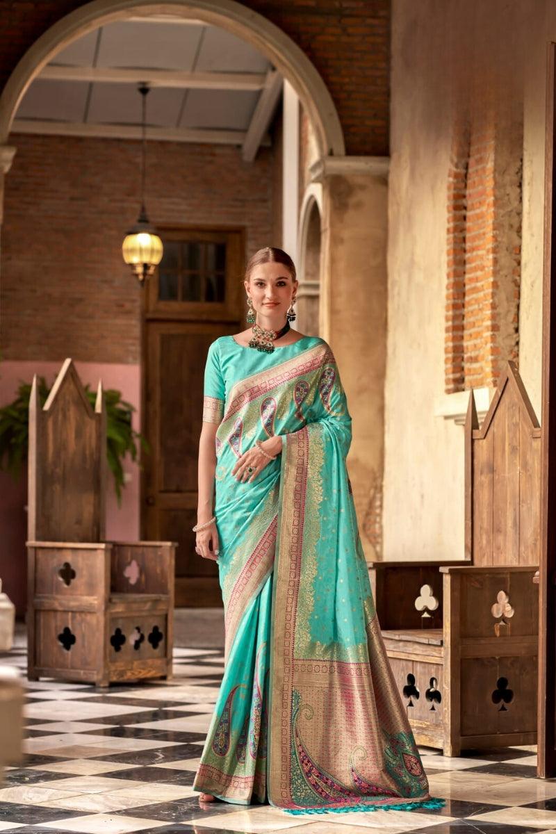 Woven Banarasi Silk Blend Saree - Noirella Designs