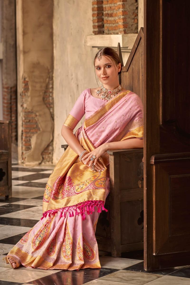 Woven Banarasi Silk Blend Saree - Noirella Designs