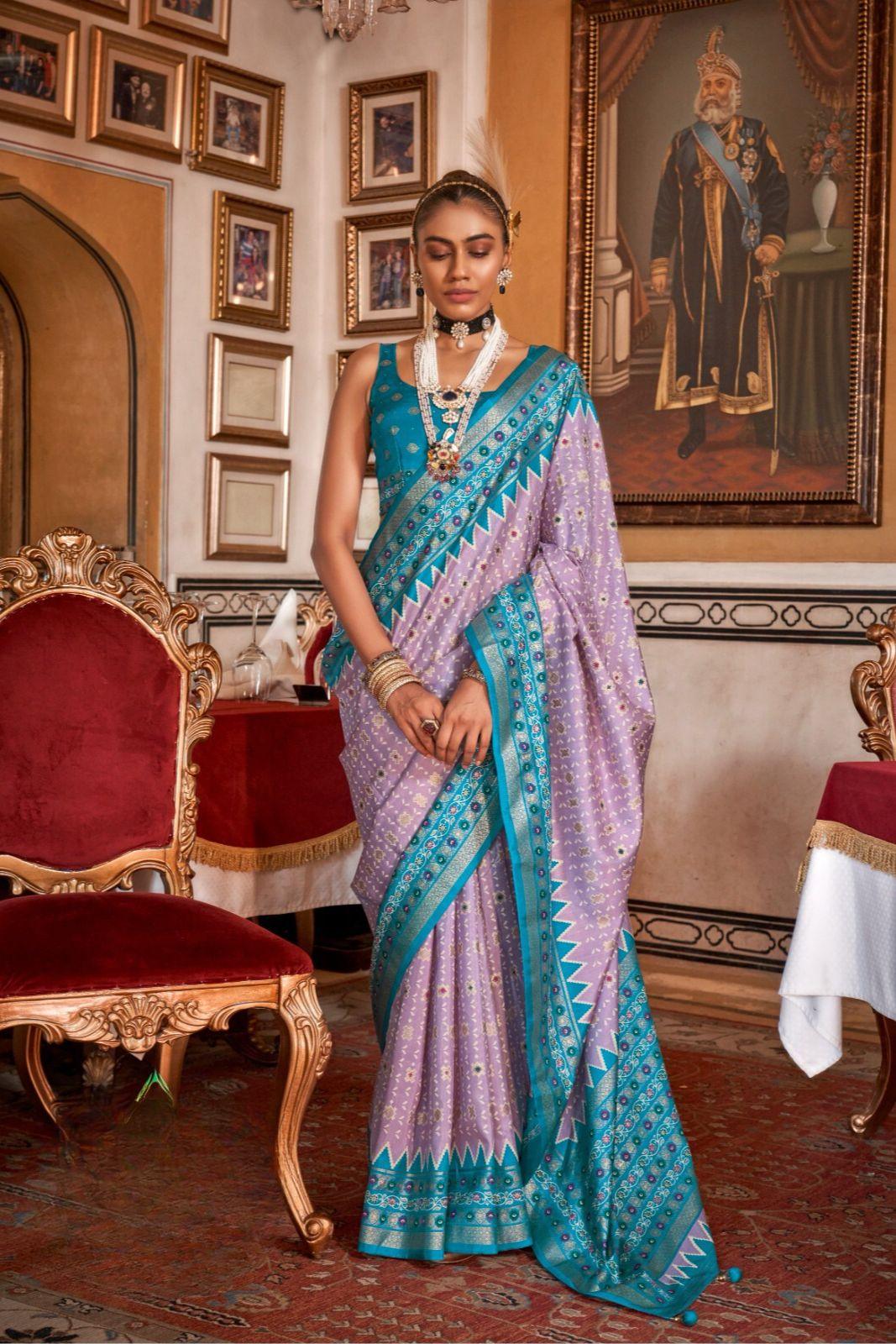 Silk Saree with Traditional Patola Design for Festival Wear - Noirella Designs