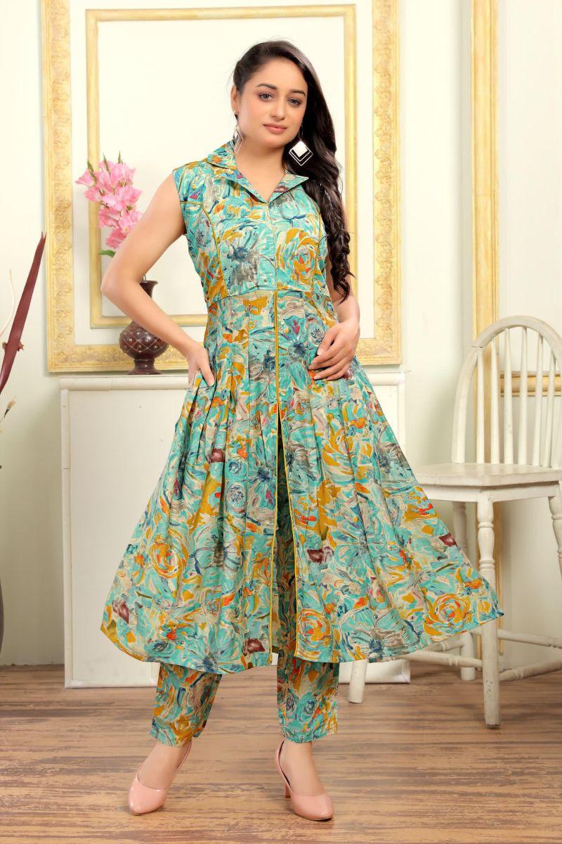 Cotton Floral Print Designer Kurti - Noirella Designs