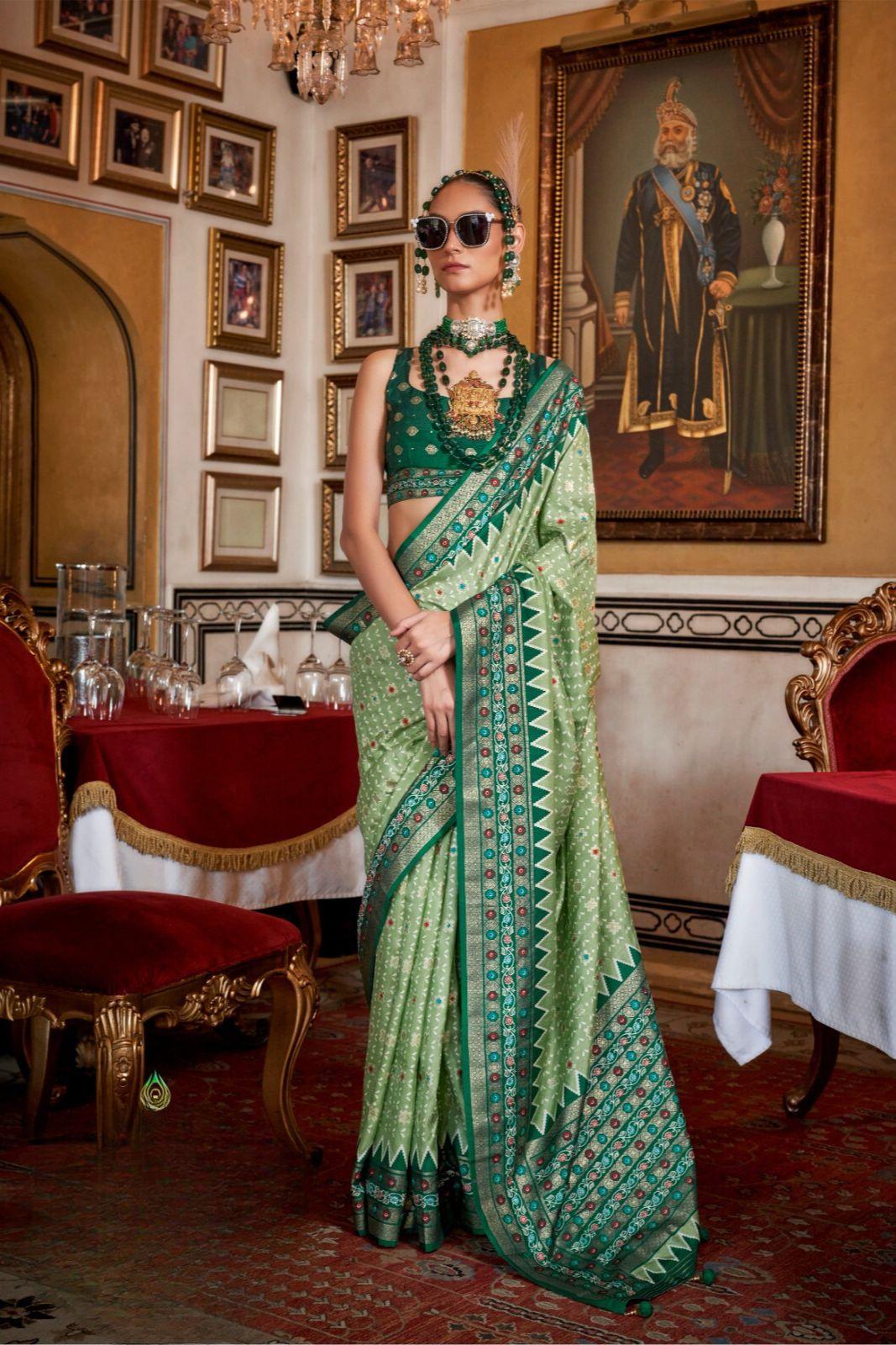 Silk Saree with Traditional Patola Design for Festival Wear - Noirella Designs