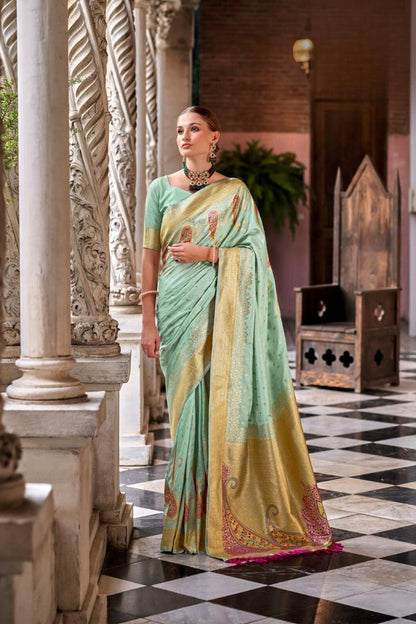 Woven Banarasi Silk Blend Saree - Noirella Designs