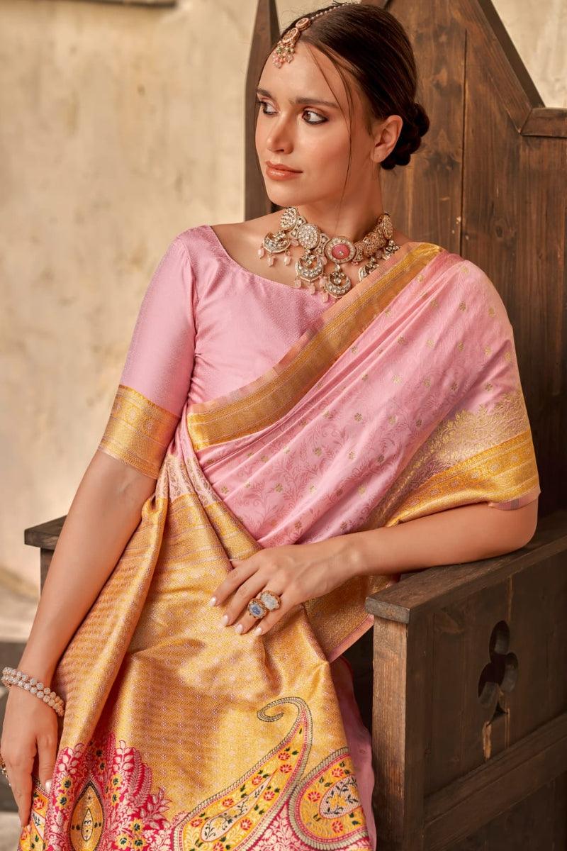 Woven Banarasi Silk Blend Saree - Noirella Designs