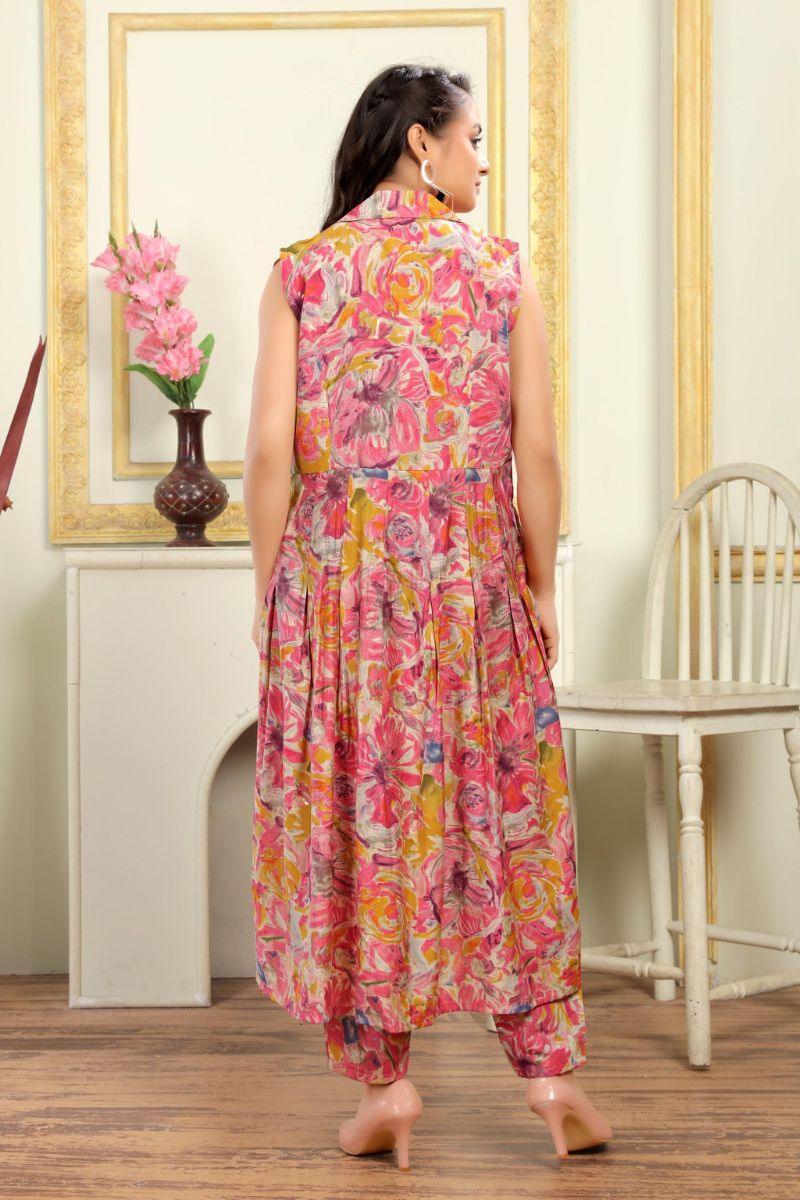 Cotton Floral Print Designer Kurti - Noirella Designs