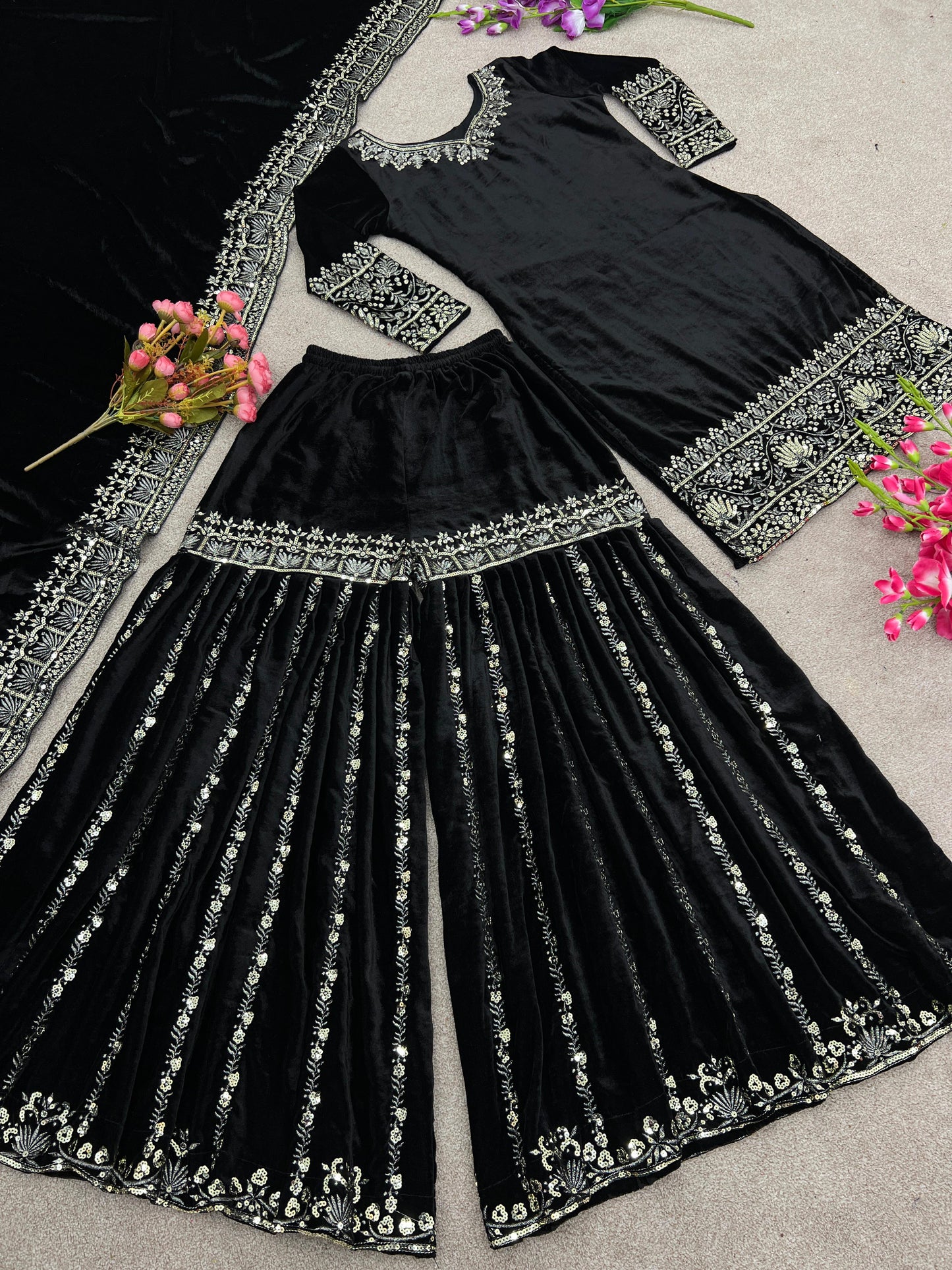 Pure Velvet Gharara Set